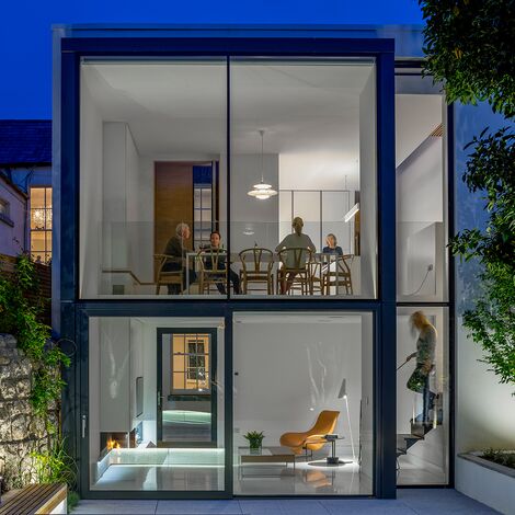 Night view of Newbridge Avenue private home.